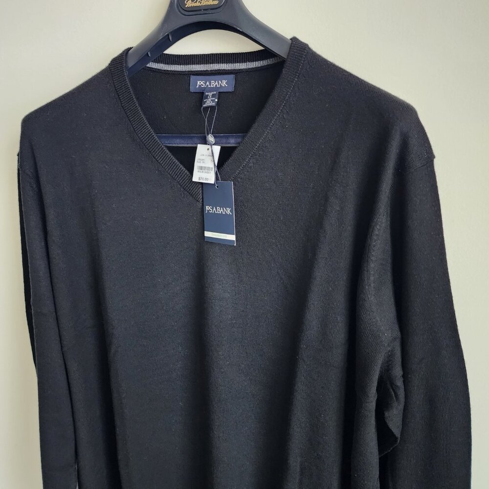 3xb Sweater Black Jos A Bank V Neck Merino Wool New Nwt Mens Tailored 3xl Size - Picture 7 of 16